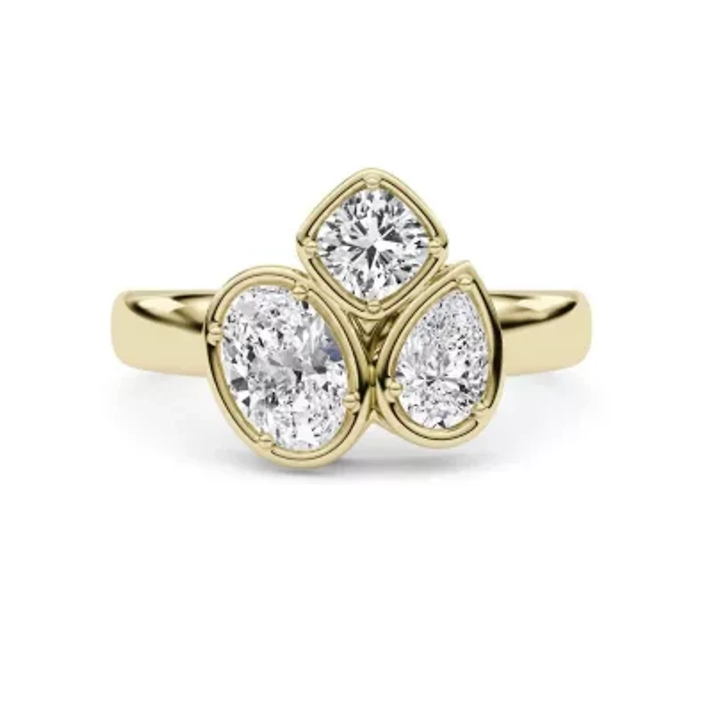 1.66 ct. tw. Lab Created Moissanite Cushion Geometric Statement Ring Sterling Silver 14K Vermeil