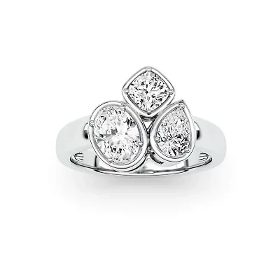 1.66 ct. tw. Lab Created Moissanite Cushion Geometric Statement Ring Sterling Silver