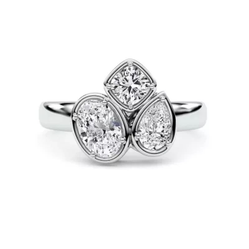 1.66 ct. tw. Lab Created Moissanite Cushion Geometric Statement Ring Sterling Silver