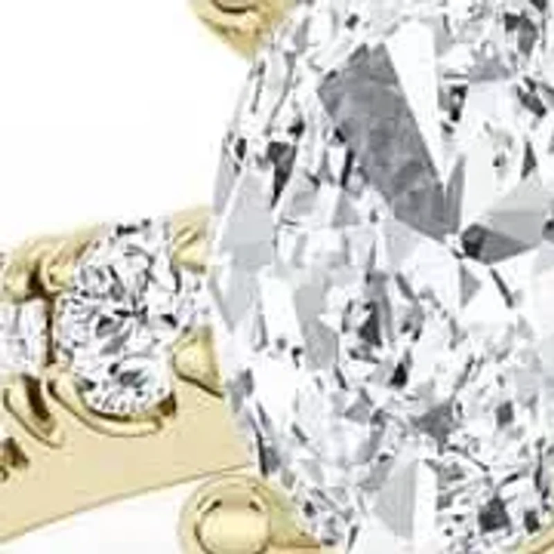1.80 ct. tw. Lab Created Moissanite Oval Accented Three Stone Ring Sterling Silver 14K Vermeil