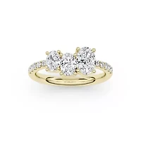 1.80 ct. tw. Lab Created Moissanite Oval Accented Three Stone Ring Sterling Silver 14K Vermeil