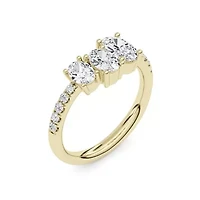 1.80 ct. tw. Lab Created Moissanite Oval Accented Three Stone Ring Sterling Silver 14K Vermeil