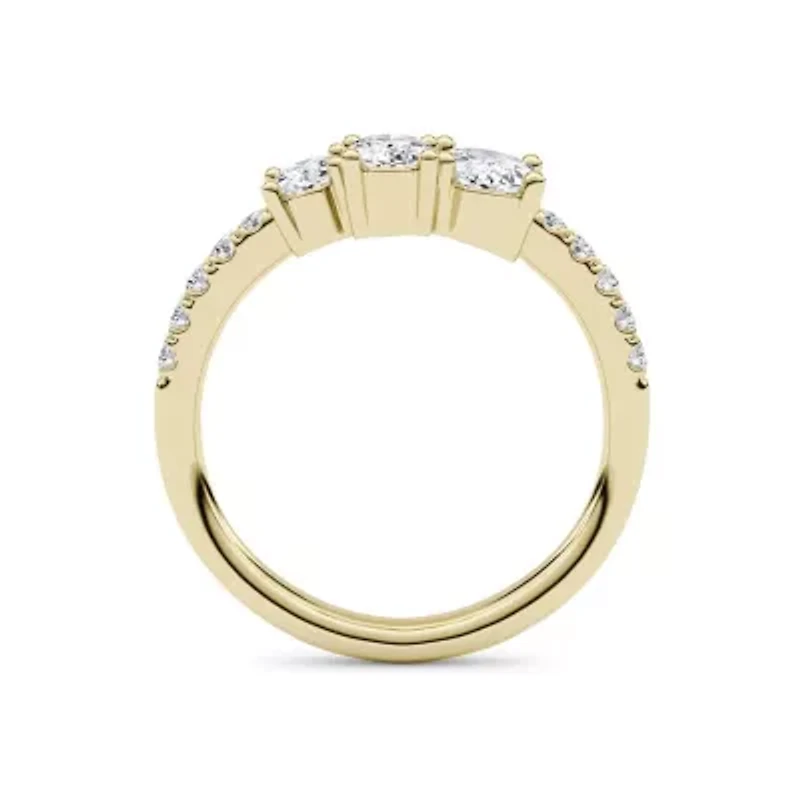 1.80 ct. tw. Lab Created Moissanite Oval Accented Three Stone Ring Sterling Silver 14K Vermeil