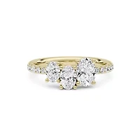 1.80 ct. tw. Lab Created Moissanite Oval Accented Three Stone Ring Sterling Silver 14K Vermeil