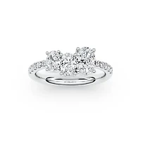 1.80 ct. tw. Lab Created Moissanite Oval Accented Three Stone Ring Sterling Silver
