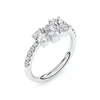 1.80 ct. tw. Lab Created Moissanite Oval Accented Three Stone Ring Sterling Silver