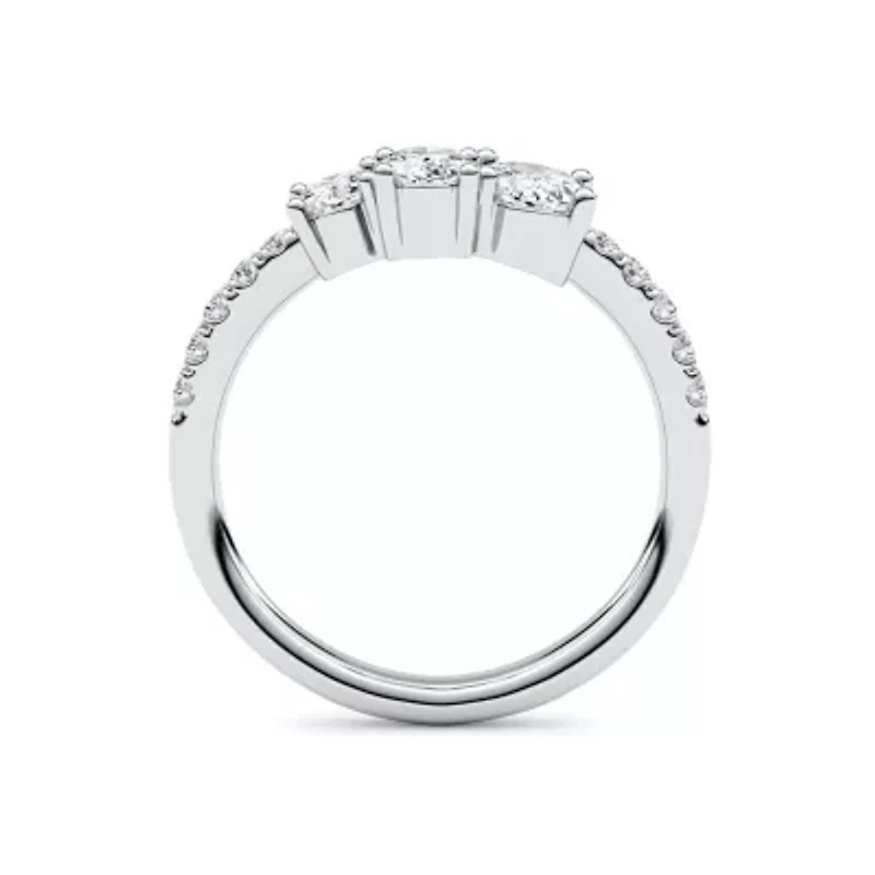 1.80 ct. tw. Lab Created Moissanite Oval Accented Three Stone Ring Sterling Silver
