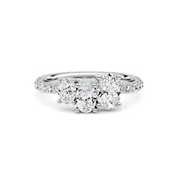 1.80 ct. tw. Lab Created Moissanite Oval Accented Three Stone Ring Sterling Silver