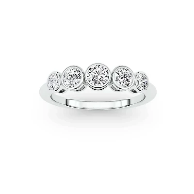 0.75 ct. tw. Lab Created Moissanite Round Cocktail Band Sterling Silver