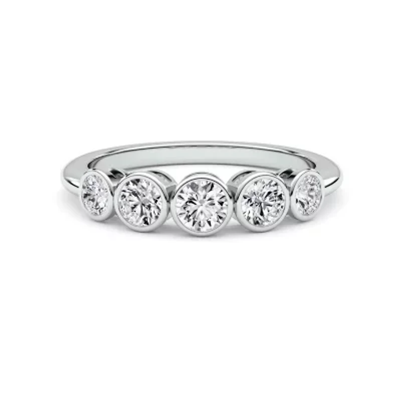 0.75 ct. tw. Lab Created Moissanite Round Cocktail Band Sterling Silver