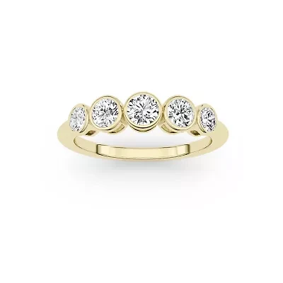 0.75 ct. tw. Lab Created Moissanite Round Cocktail Band Sterling Silver 14K Vermeil