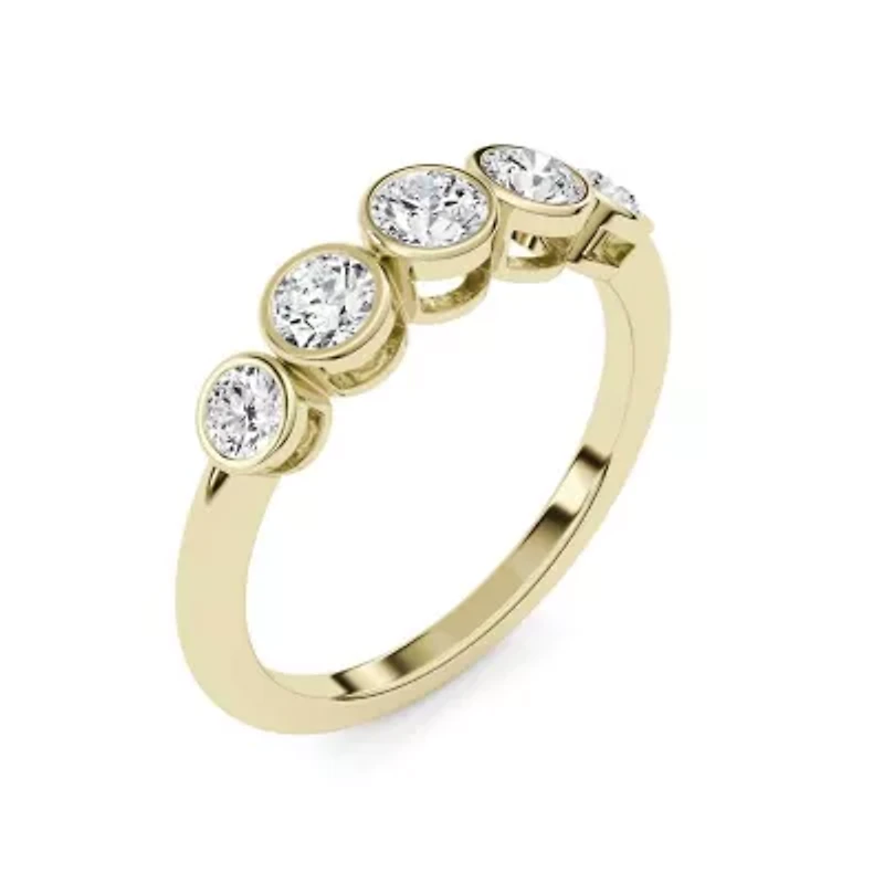 0.75 ct. tw. Lab Created Moissanite Round Cocktail Band Sterling Silver 14K Vermeil