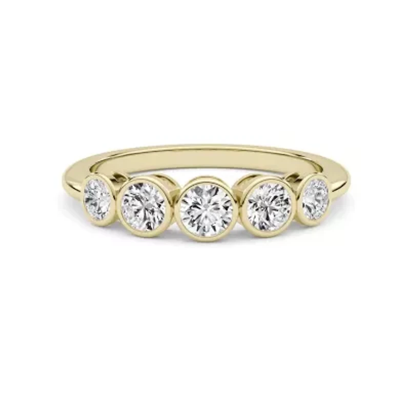 0.75 ct. tw. Lab Created Moissanite Round Cocktail Band Sterling Silver 14K Vermeil
