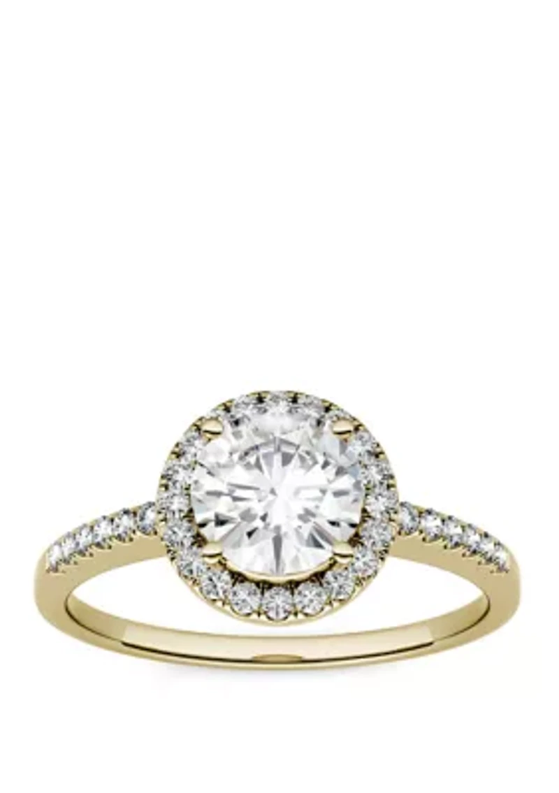 1.3 ct. t.w. Lab Created Moissanite Halo Ring 14K Yellow Gold
