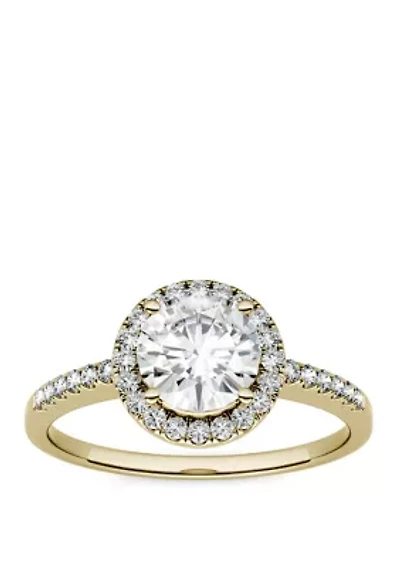 1.3 ct. t.w. Lab Created Moissanite Halo Ring 14K Yellow Gold