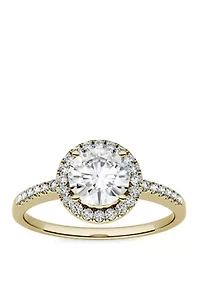 1.3 ct. t.w. Lab Created Moissanite Halo Ring 14K Yellow Gold