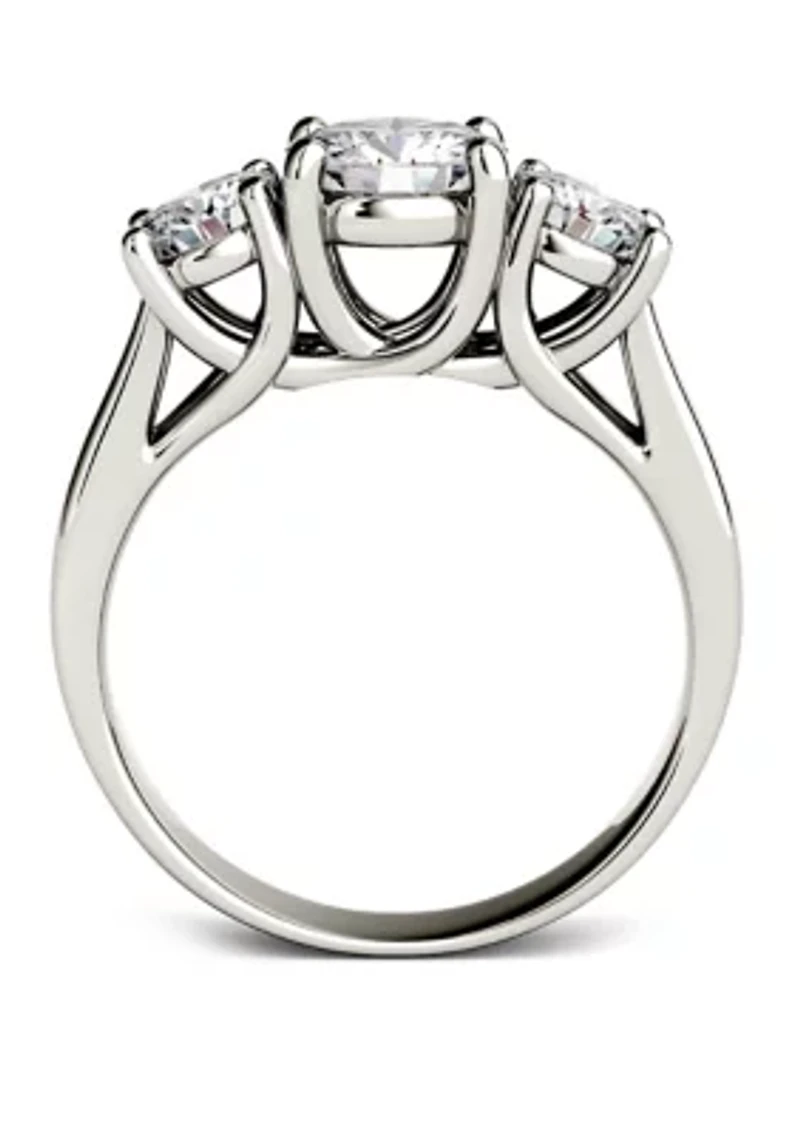 2 ct. t.w. Lab Created Moissanite Three Stone Ring 14K White Gold