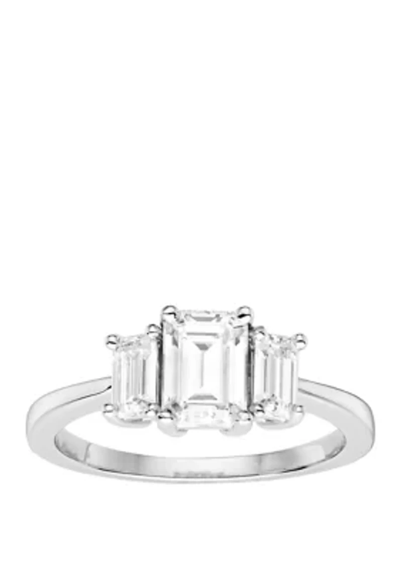 1.55 ct. t.w. Lab Created Moissanite Three Stone Ring 14K White Gold