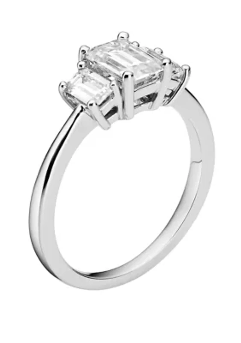 1.55 ct. t.w. Lab Created Moissanite Three Stone Ring 14K White Gold