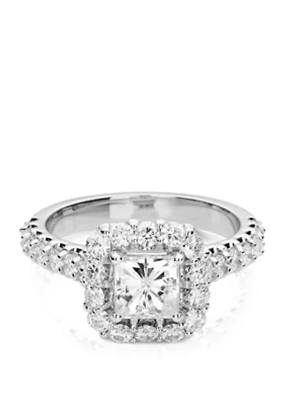 1.98 ct. t.w. Lab Created Moissanite Halo Ring 14K White Gold