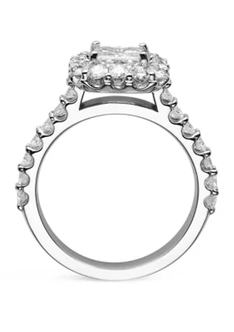 1.98 ct. t.w. Lab Created Moissanite Halo Ring 14K White Gold