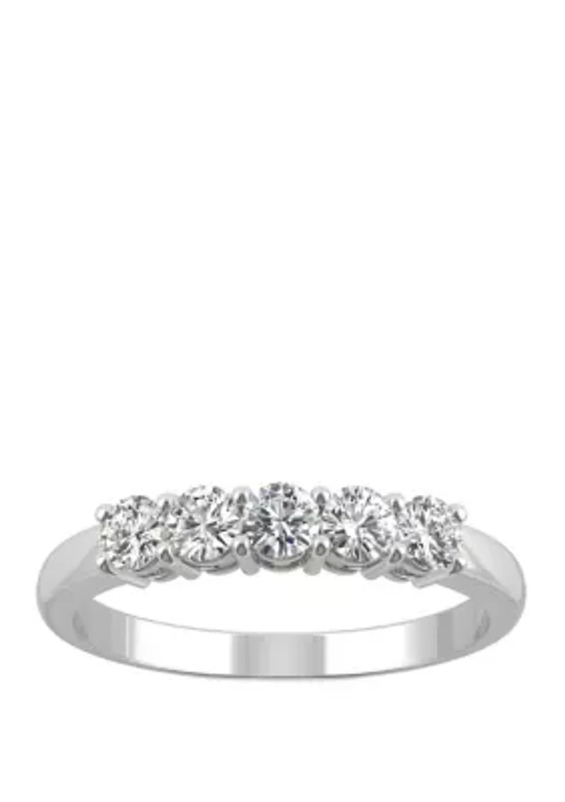 Lab Created Moissanite Five Stone Band