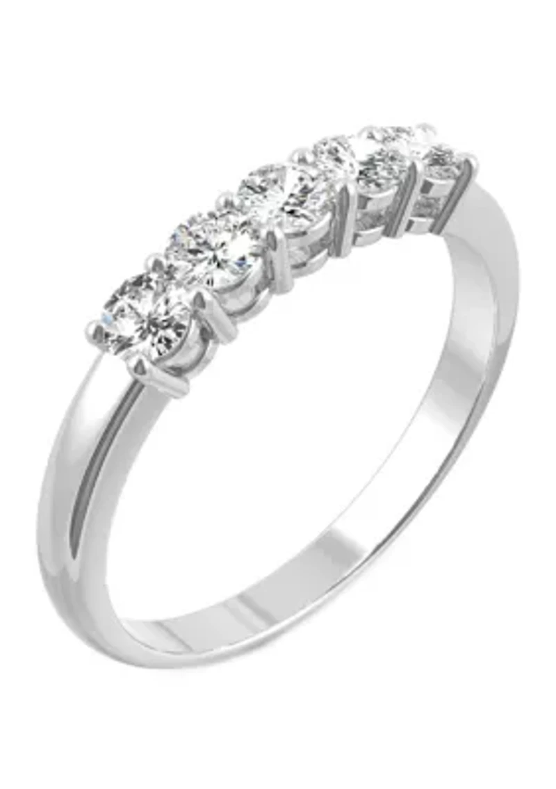 Lab Created Moissanite Five Stone Band