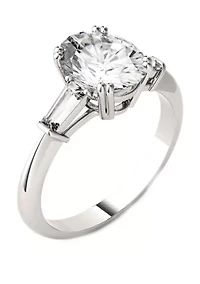 2.47 ct. t.w. Lab Created Moissanite 3 Stone Ring 14K White Gold