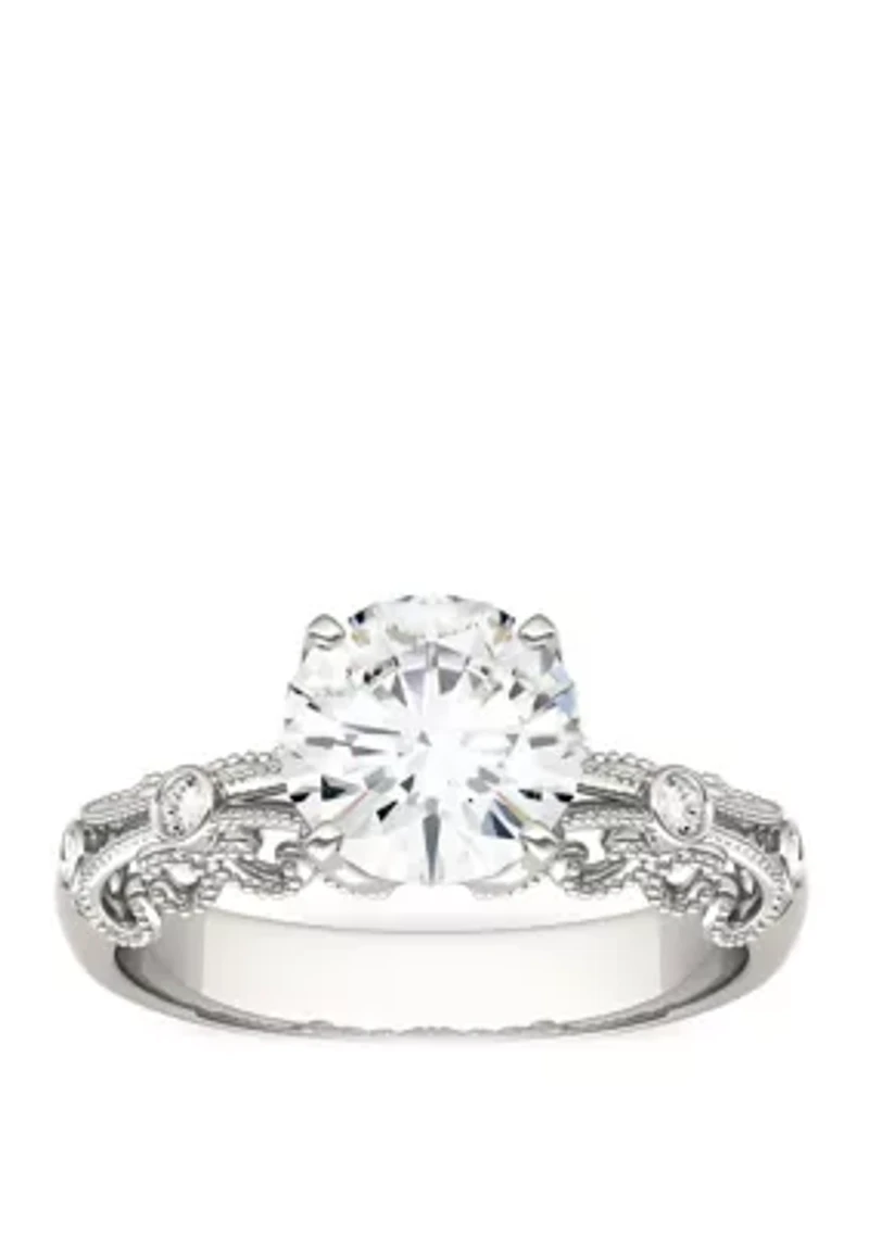 1.54 ct. t.w. Lab Created Moissanite Millgrain Ring 14K White Gold