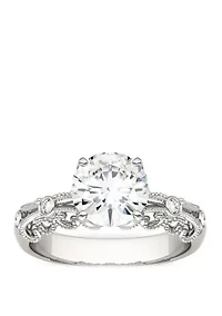 1.54 ct. t.w. Lab Created Moissanite Millgrain Ring 14K White Gold