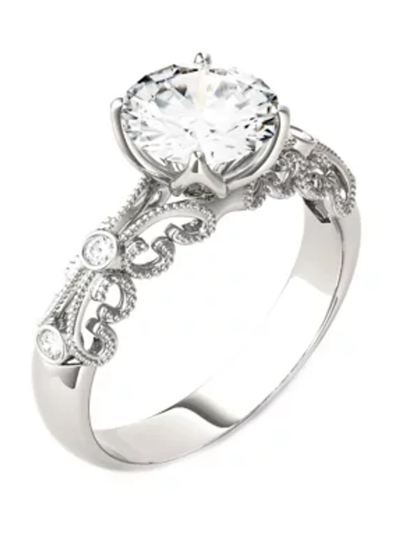1.54 ct. t.w. Lab Created Moissanite Millgrain Ring 14K White Gold