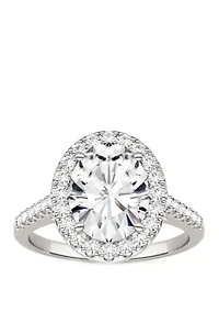 ct. t.w. Lab Created Moissanite Halo Ring 14K White Gold