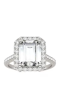 ct. t.w. Lab Created Moissanite Halo Ring 14K White Gold