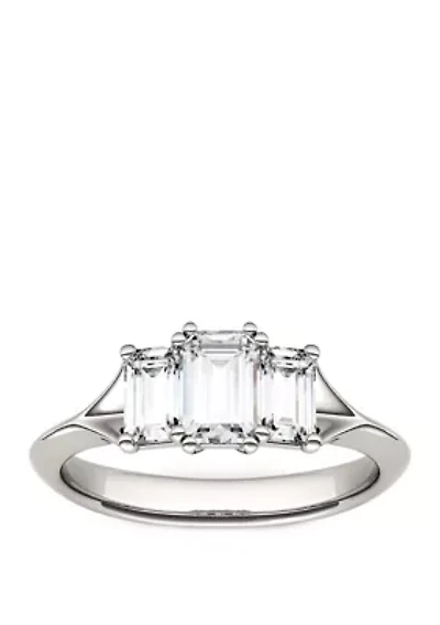 1.36 ct. t.w. Lab Created Moissanite Three Stone Ring 14K White Gold