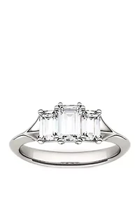 1.36 ct. t.w. Lab Created Moissanite Three Stone Ring 14K White Gold