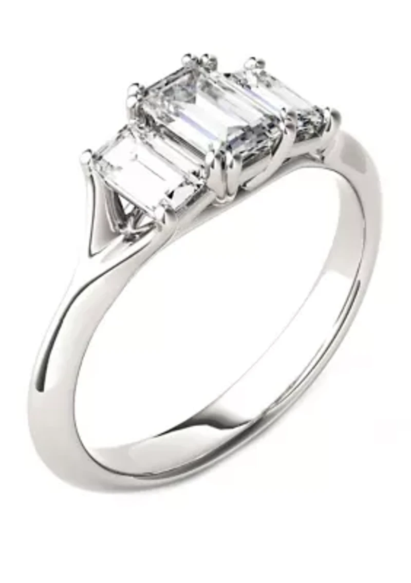 1.36 ct. t.w. Lab Created Moissanite Three Stone Ring 14K White Gold