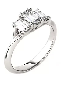 1.36 ct. t.w. Lab Created Moissanite Three Stone Ring 14K White Gold
