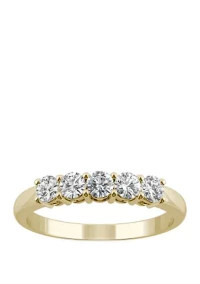 1/2 ct. t.w. Lab Created Moissanite Five Stone Band 14K Yellow Gold