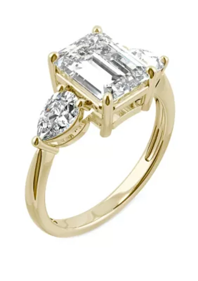 3.38 ct. t.w. Lab Created Moissanite Three Stone Ring 14K Yellow Gold