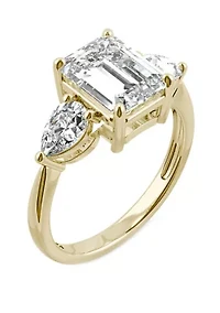 3.38 ct. t.w. Lab Created Moissanite Three Stone Ring 14K Yellow Gold