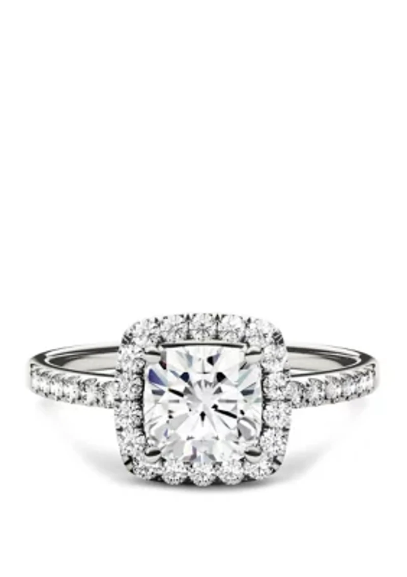 ct. t.w. Lab Created Moissanite Halo Ring 14K White Gold