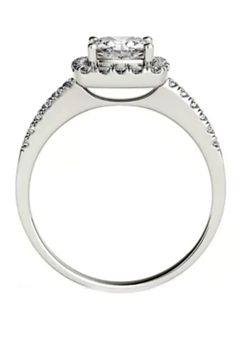 ct. t.w. Lab Created Moissanite Halo Ring 14K White Gold