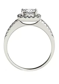 ct. t.w. Lab Created Moissanite Halo Ring 14K White Gold