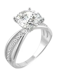 ct. t.w. Lab Created Moissanite Engagement Ring 14K White Gold