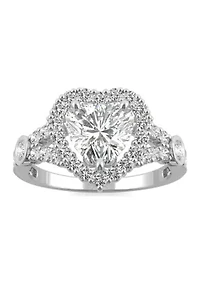 3/4 ct. t.w. Lab Created Moissanite Heart Halo Ring 14k White Gold
