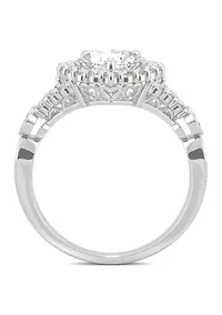 3/4 ct. t.w. Lab Created Moissanite Heart Halo Ring 14k White Gold