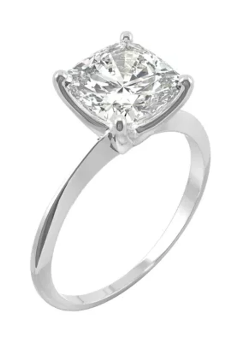 3/8 ct. t.w. Lab Created Moissanite Solitaire Cushion Ring 14k White Gold