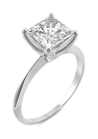 7/8 ct. t.w. Lab Created Moissanite Princess Solitaire Ring 14k White Gold