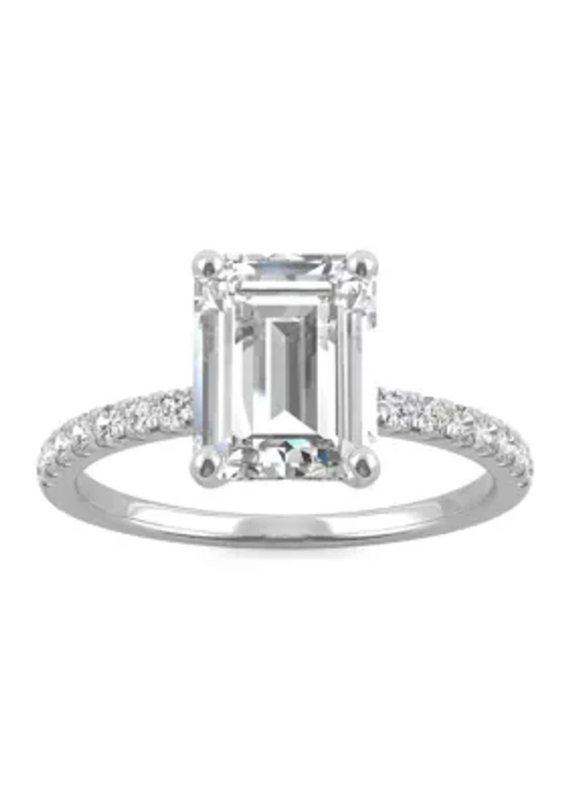 3/4 ct. t.w. Lab Created Moissanite Emerald Cut Engagement Ring 14k White Gold