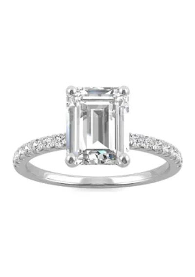 3/4 ct. t.w. Lab Created Moissanite Emerald Cut Engagement Ring 14k White Gold